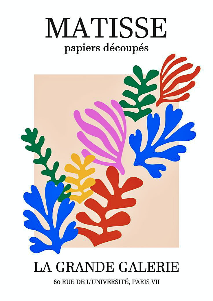 Affiche Art Moderne Inspirée Matisse – Papiers Découpés Colorés – Poster avec ou sans Cadre