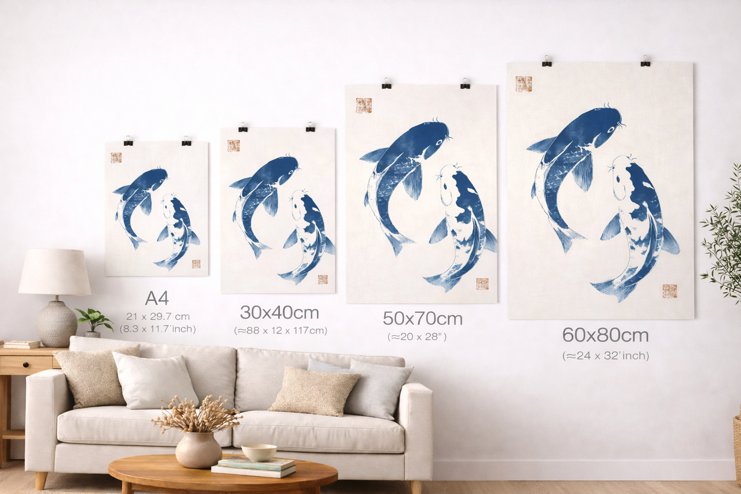 Affiche Carpes Koï Japonaises – Poster Zen avec ou sans Cadre