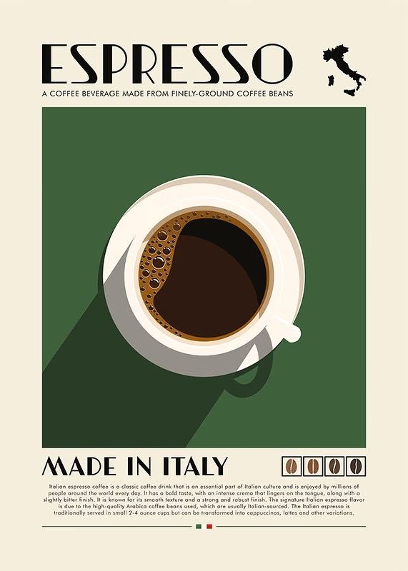 Affiche Espresso Made in Italy – Poster Café Design Italien Rétro