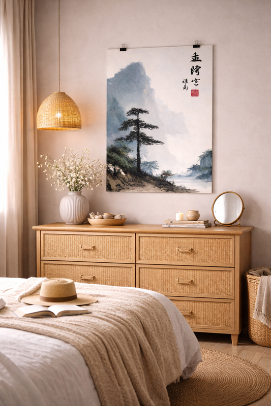 Affiche Paysage Japonais Zen – Montagne & Brume – Poster avec ou sans Cadre