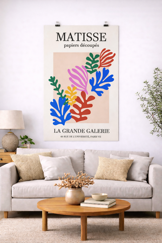 Affiche Art Moderne Inspirée Matisse – Papiers Découpés Colorés – Poster avec ou sans Cadre