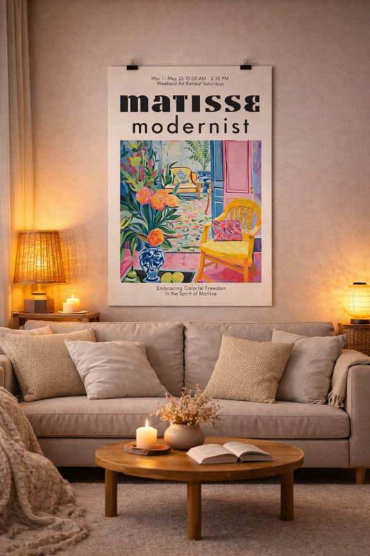 Affiche Art Moderne Inspirée de Matisse – Décoration Colorée Style Moderniste – avec ou sans Cadre