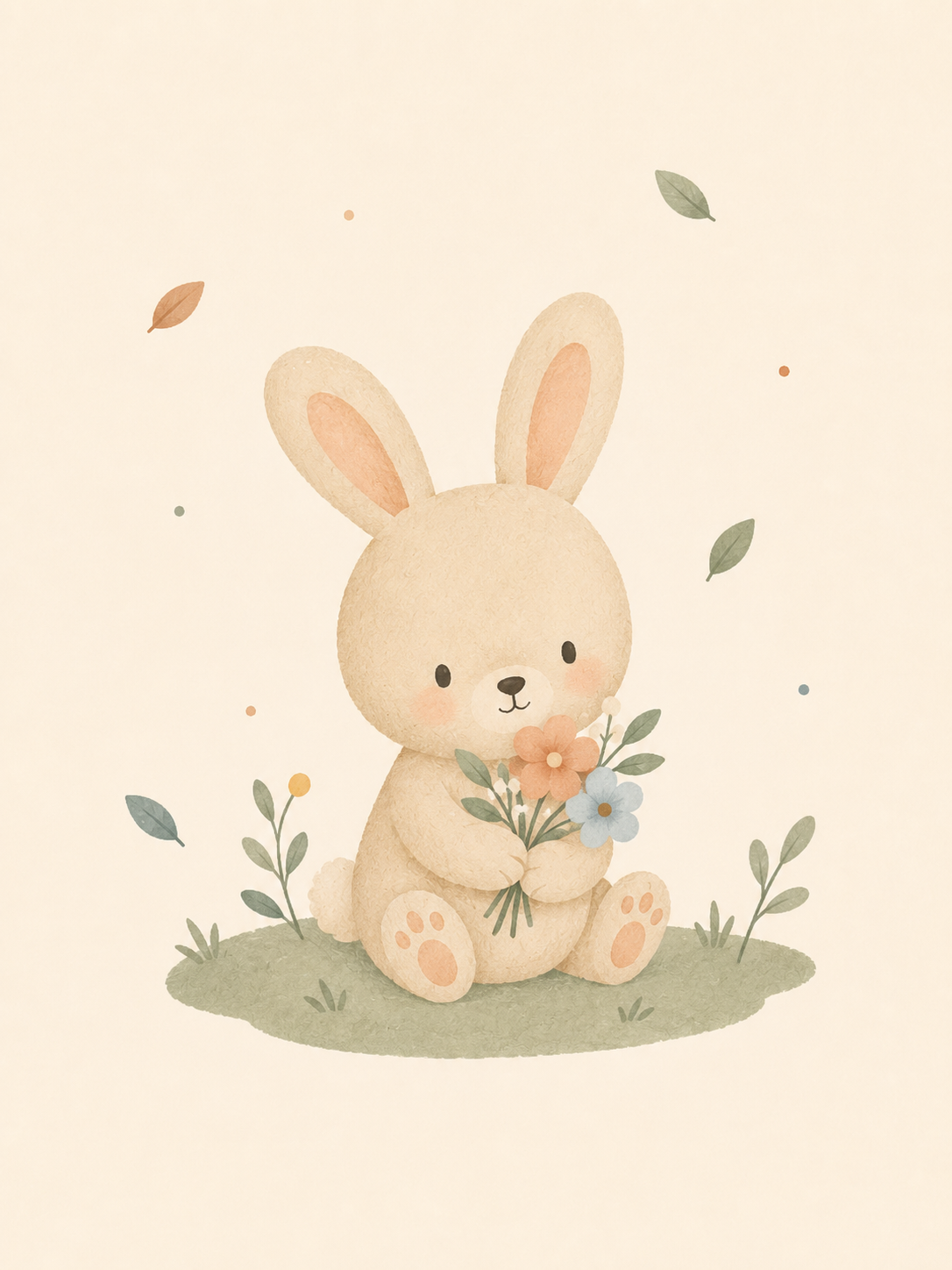 Affiche Enfant – Petit Lapin et son Bouquet | Décoration Chambre Bébé