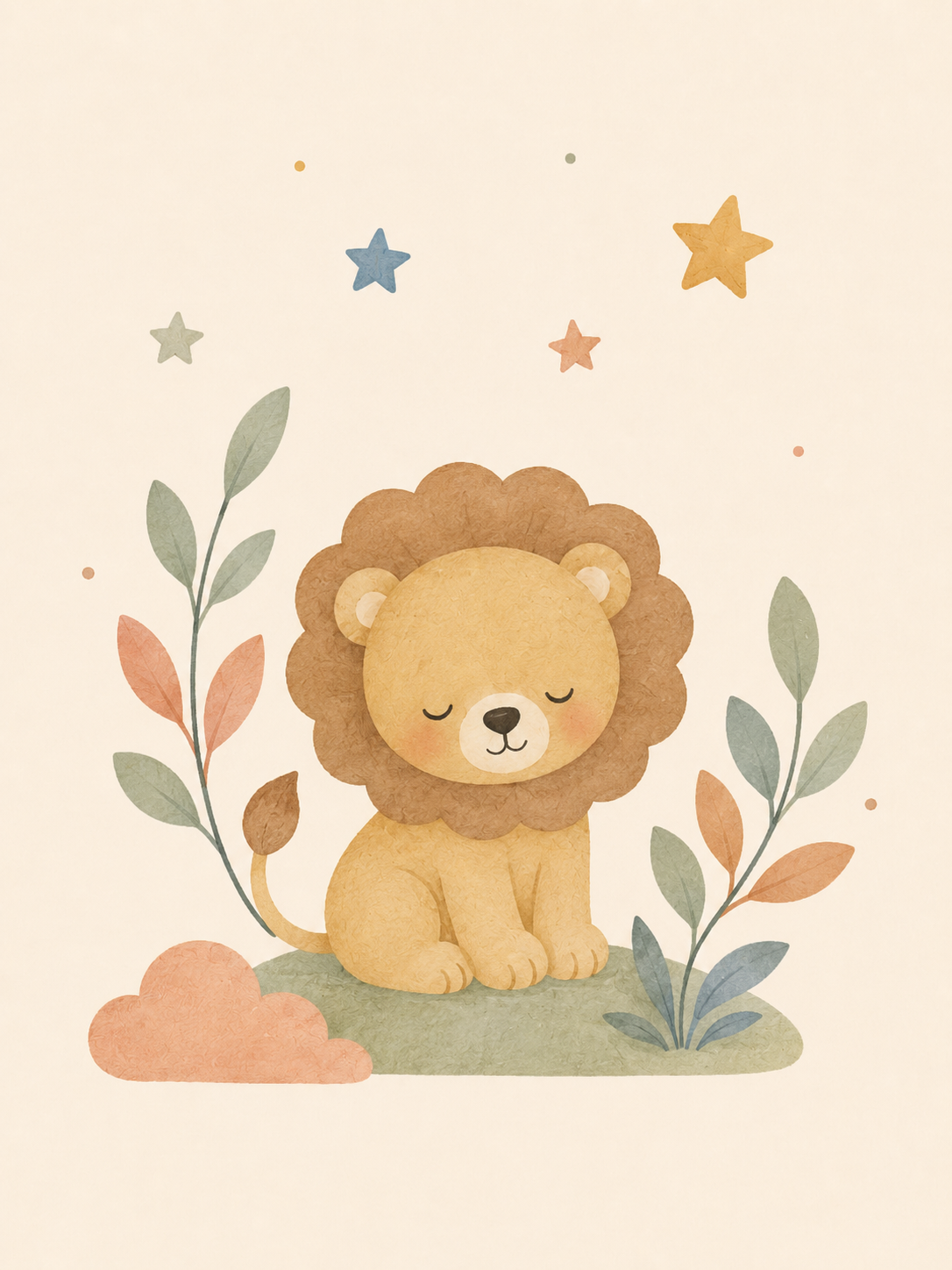 Affiche Enfant – Petit Lion et ses Étoiles | Décoration Chambre Bébé