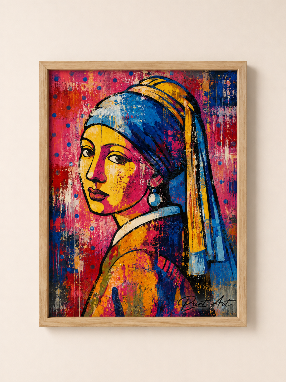 Affiche « La Fille à la Perle » Pop Art – Portrait Contemporain Coloré – avec ou sans Cadre