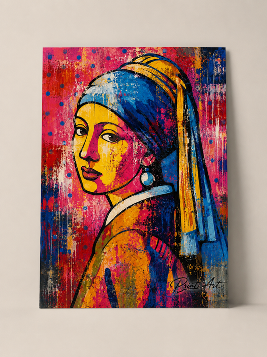 Affiche « La Fille à la Perle » Pop Art – Portrait Contemporain Coloré – avec ou sans Cadre