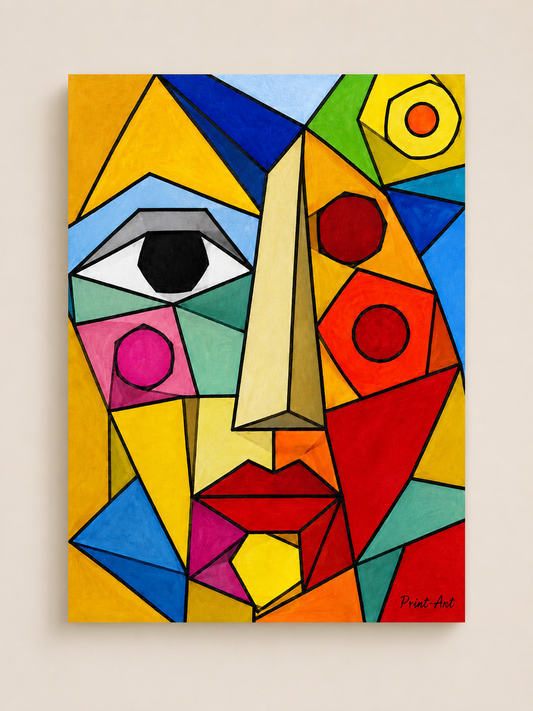 Affiche Visage Cubiste Multicolore – Hommage à Picasso – avec ou sans Cadre