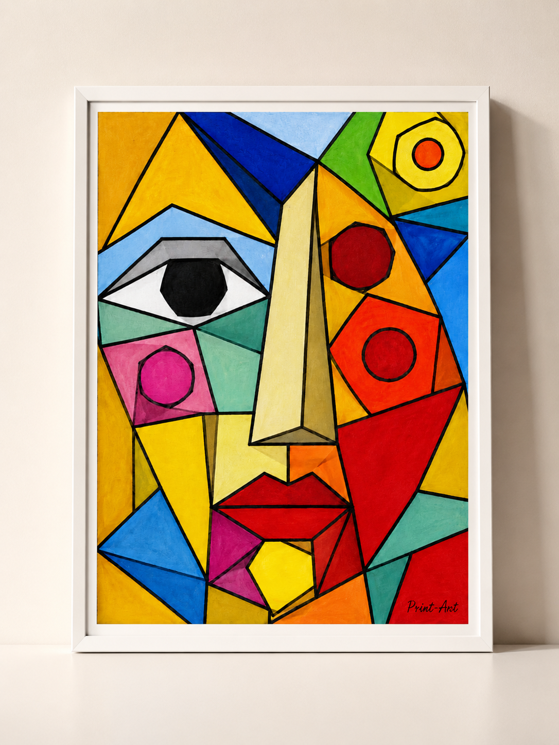 Affiche Visage Cubiste Multicolore – Hommage à Picasso – avec ou sans Cadre