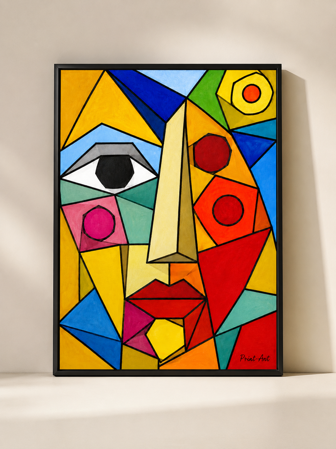 Affiche Visage Cubiste Multicolore – Hommage à Picasso – avec ou sans Cadre
