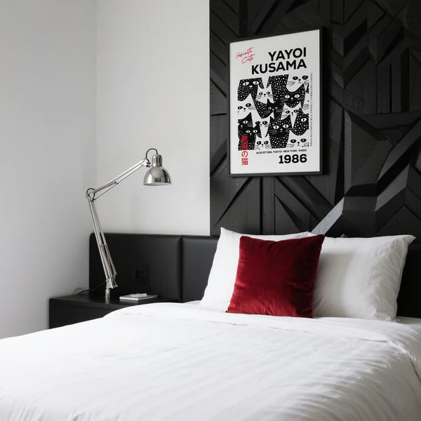 Affiche Yayoi Kusama – Infinite Cats 1986 | Poster Art Japonais Noir & Blanc – Édition Murale Deluxe