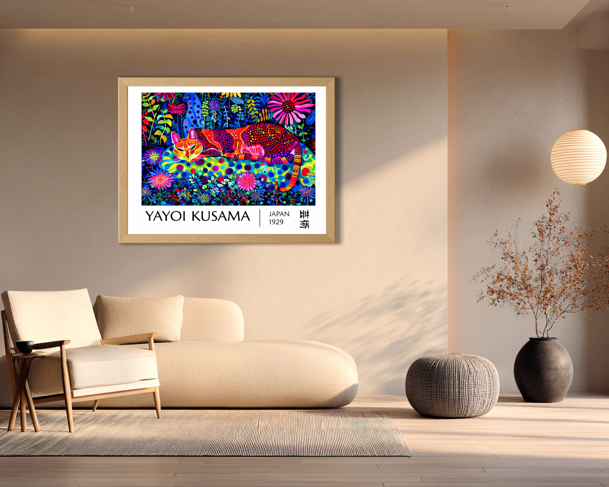 Affiche Art Contemporain Inspirée de Yayoi Kusama – Décoration Murale Japonaise Colorée