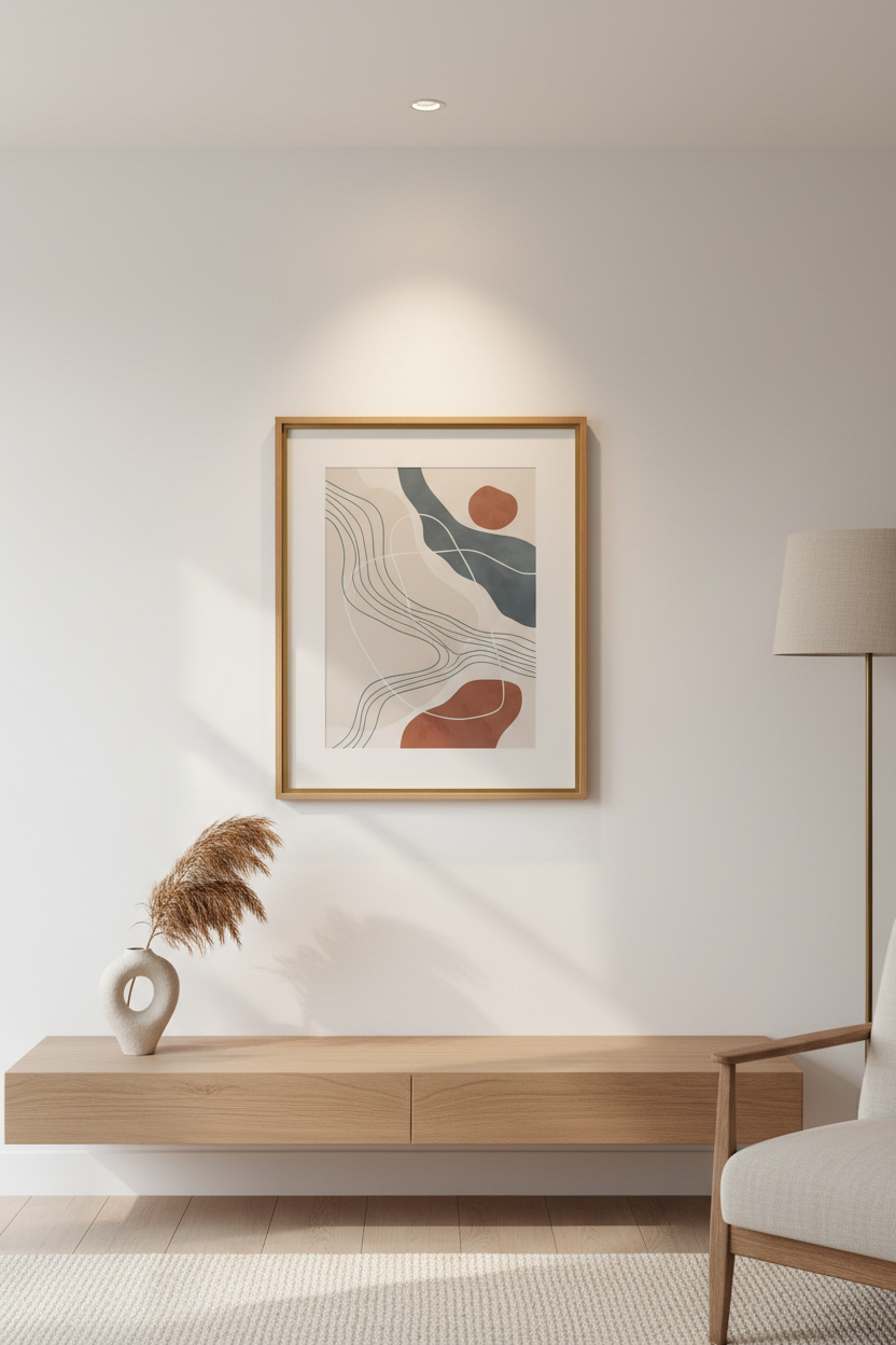 Affiche encadrée dans un intérieur moderne