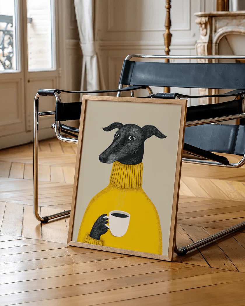 Affiche Chien Design – Illustration Moderne Café | Poster Décoration Murale Originale