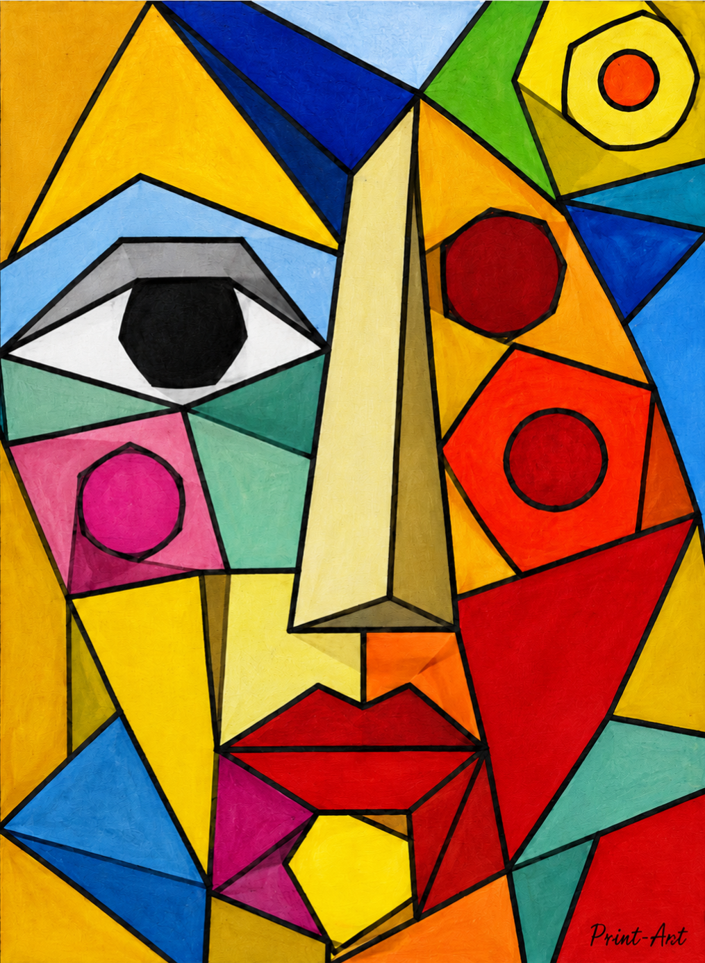 Affiche Visage Cubiste Multicolore – Hommage à Picasso – avec ou sans Cadre