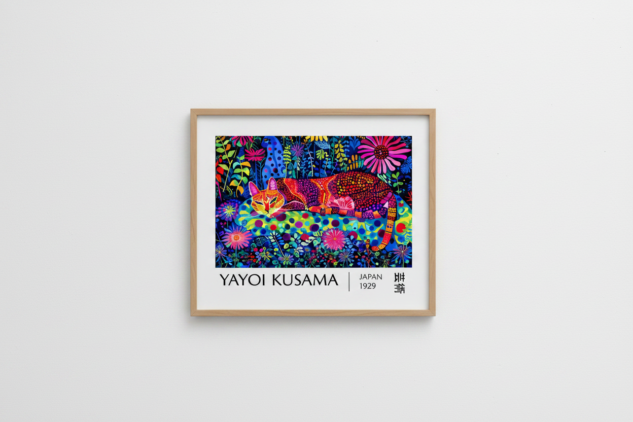 Mockup cadre bois - Yayoi Kusama