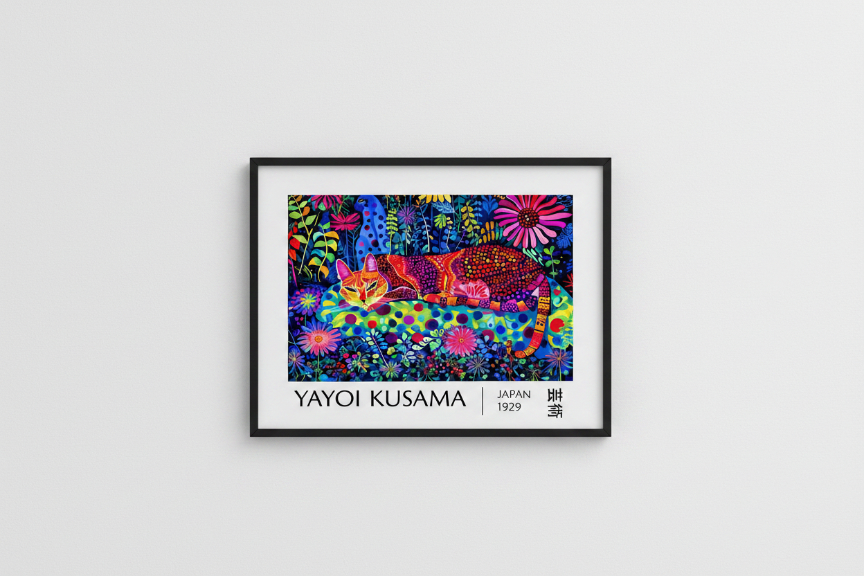 Mockup cadre noir - Yayoi Kusama