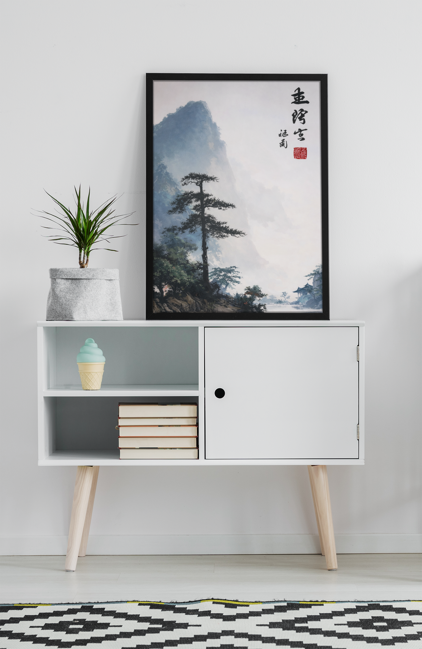 Affiche Paysage Japonais Zen – Montagne & Brume – Poster avec ou sans Cadre