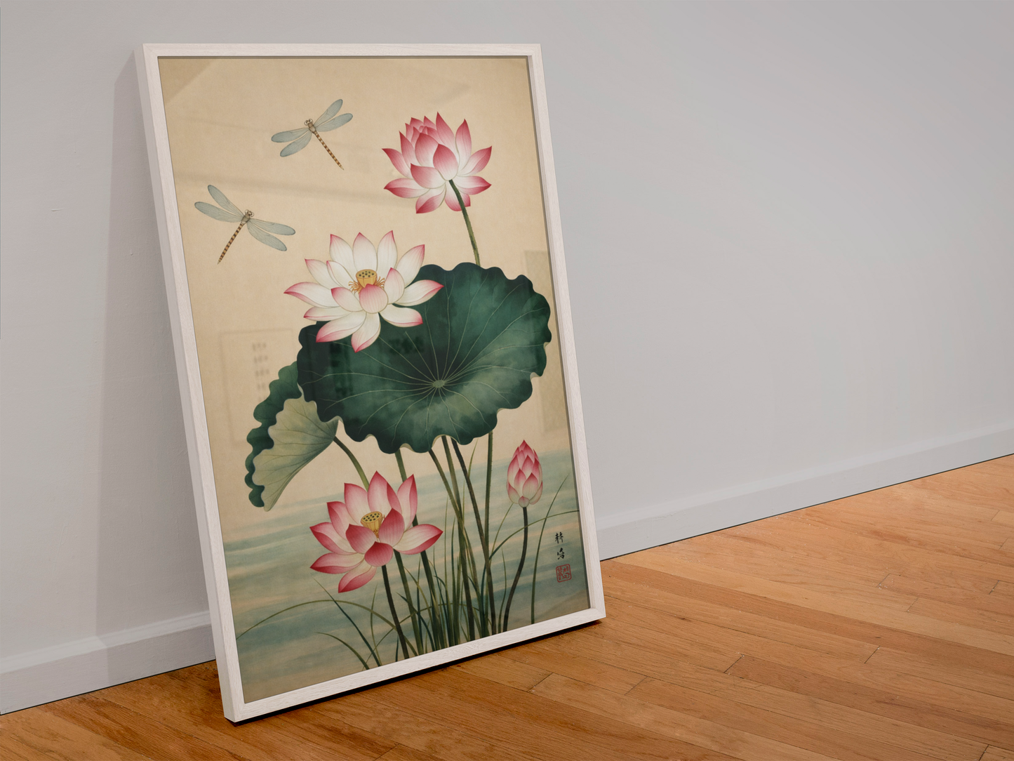 Affiche Lotus & Libellules – Poster Zen pour Salon